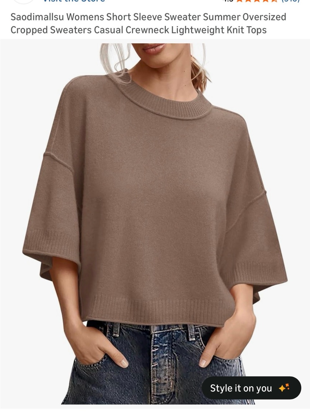 Women's Cropped Crewneck Sweater - Taupe